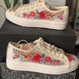 keds triple kick embroidered mesh sneakers.